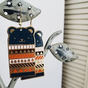 Statement Bear Abstract Mata Traders Earrings